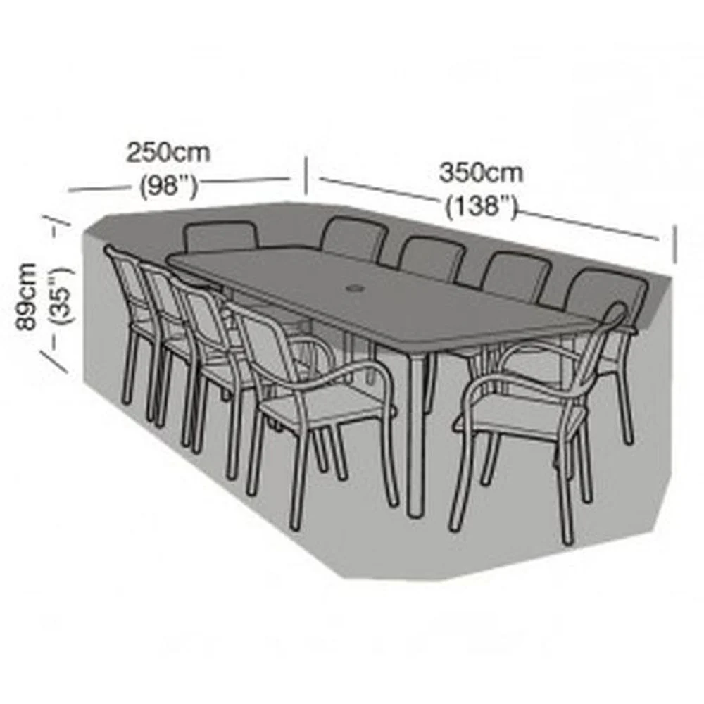 10 Seater Rectangular Furniture Set Cover Black