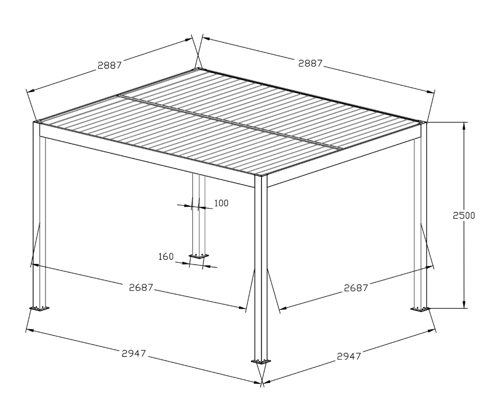 500 Series Pergola 3x3m Anthracite - Image 6
