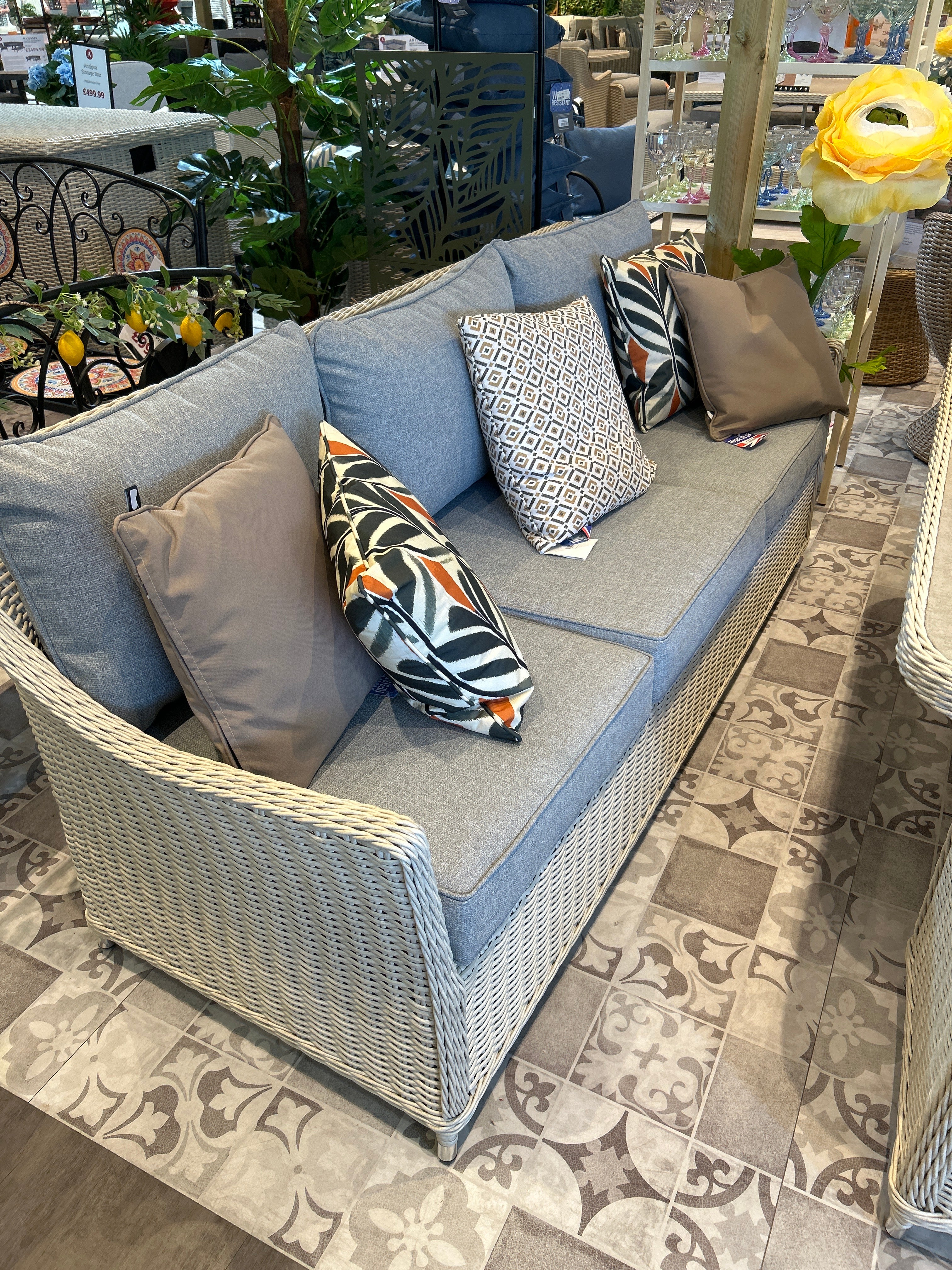 Antigua Rattan Lounge 6 Piece Furniture Set – Pearl & Ash Grey - Image 4