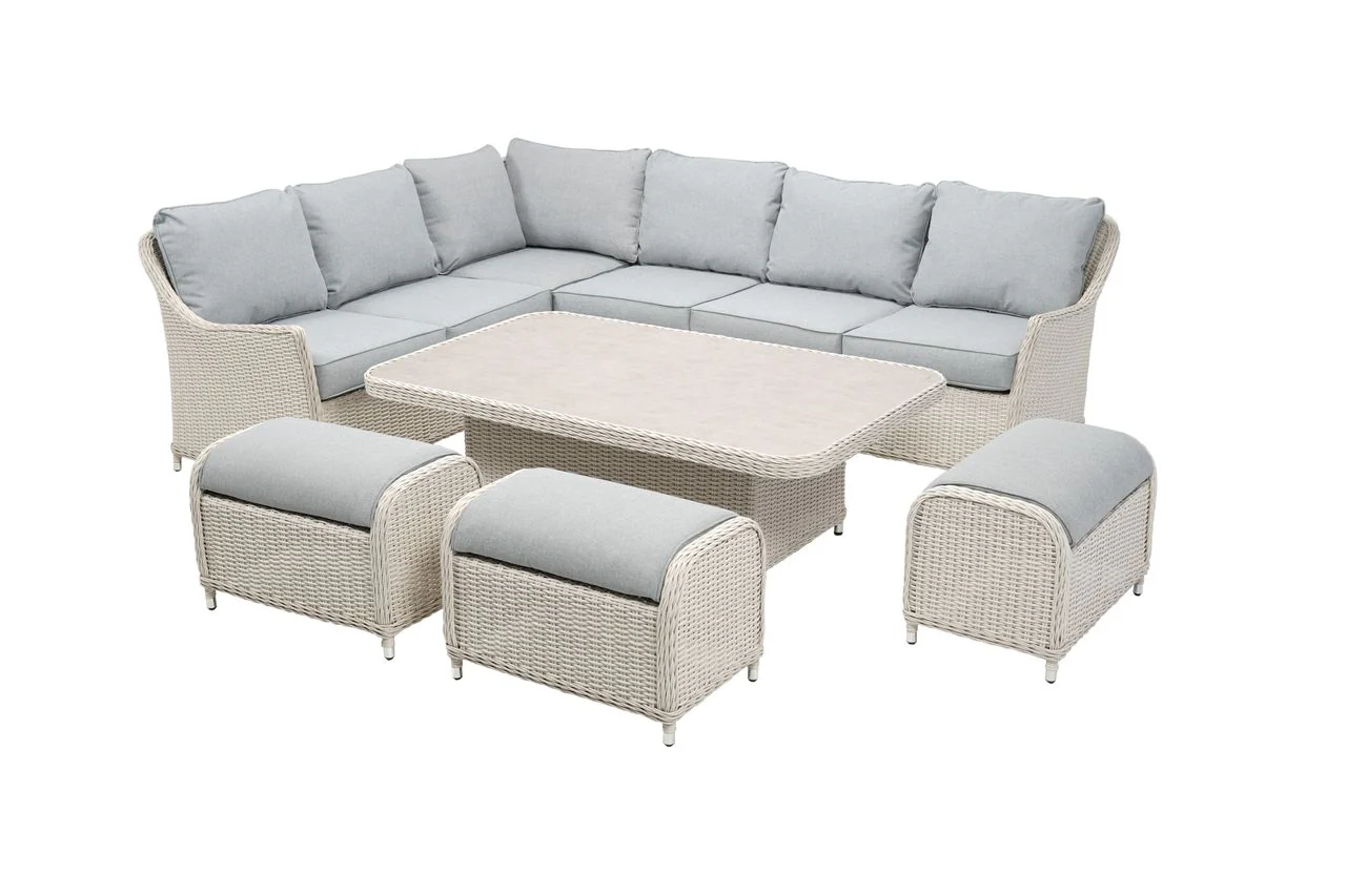 Antigua Modular Rattan Rectangular Corner Set - Pebble and Ash Grey - Image 4