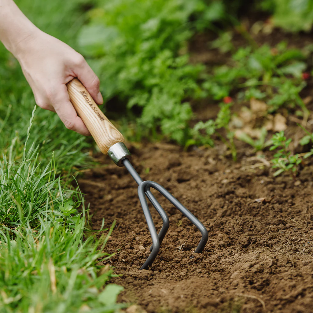 Kent & Stowe Carbon Steel Hand 3 Prong Cultivator - Image 3