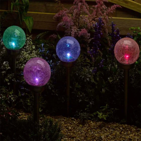 Majestic Crackle Globe Stake Light