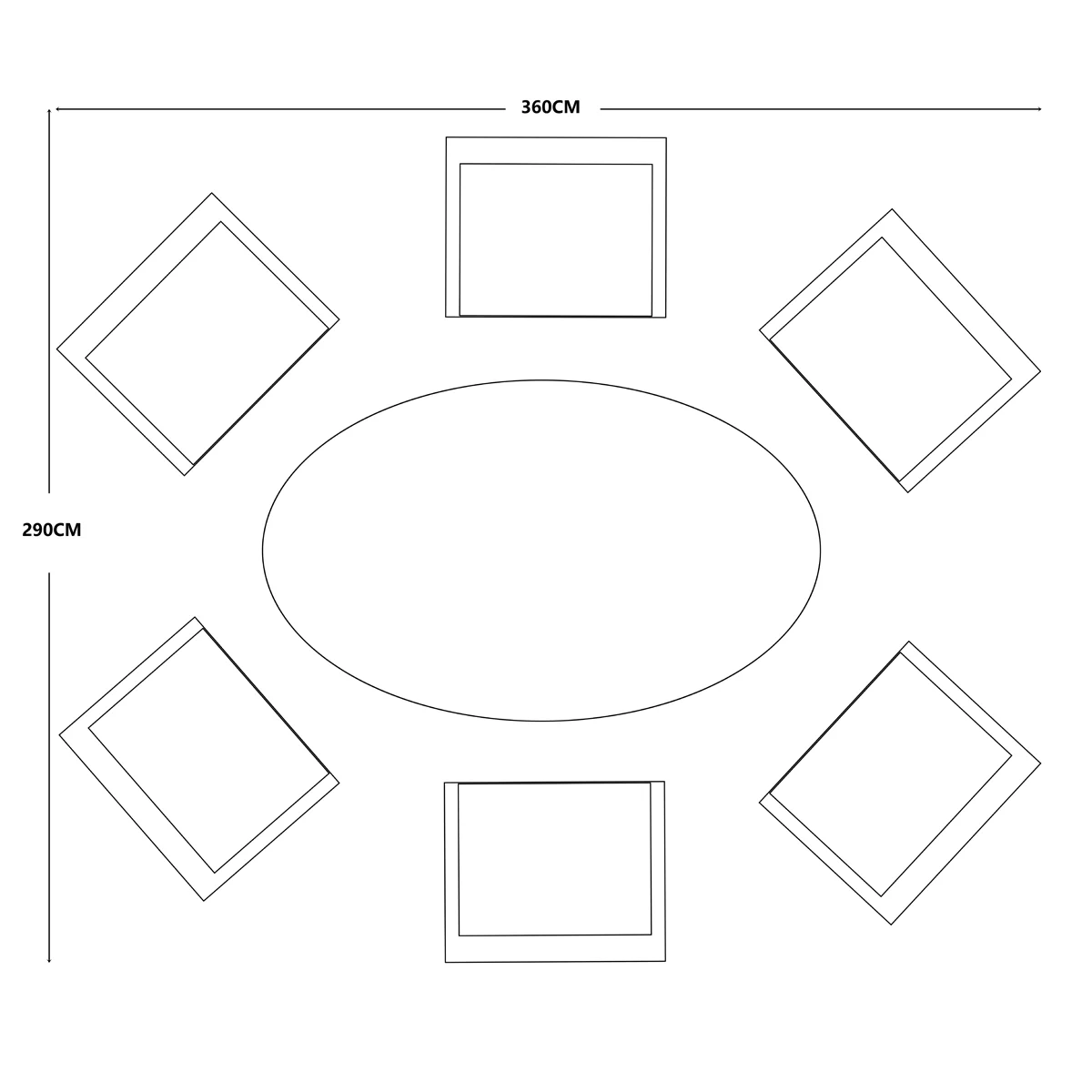 Penang 6 Seat Dining Set Elliptical - Image 3