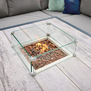 Tutbury - Fire Pit Table Corner Set Anthracite Grey - Grey Cushions - Image 3