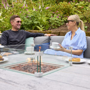 Tutbury - Fire Pit Table Corner Set Anthracite Grey - Grey Cushions - Image 4
