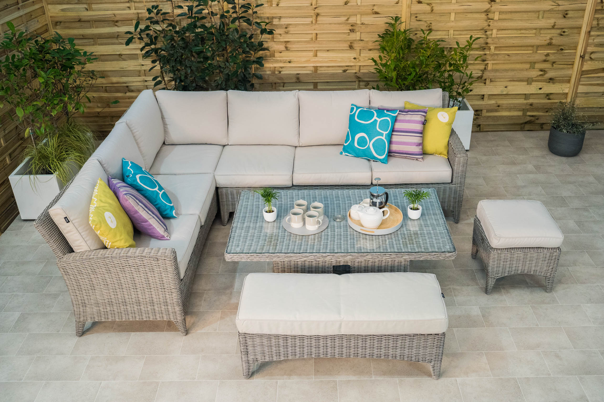 Valencia L Shape Rattan Corner Dining Set - Image 3